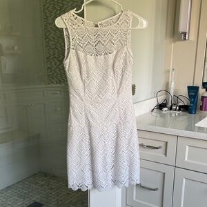 White House Black Market Elegant White Lace Mini Dress